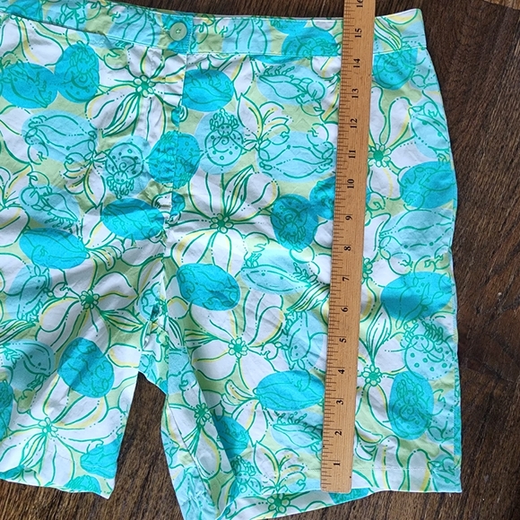 Lilly Pulitzer Vintage White Label Blue Green Sea Creature Shorts 10P - Picture 10 of 12